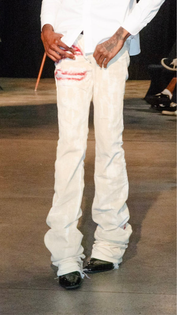 White Waxed Scarred Denim
