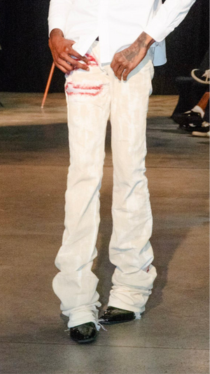 White Waxed Scarred Denim