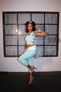 Baby blue cut out tank top SET