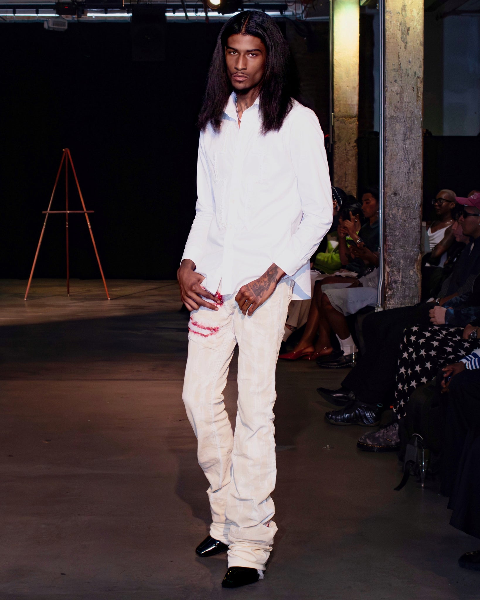 White Waxed Scarred Denim