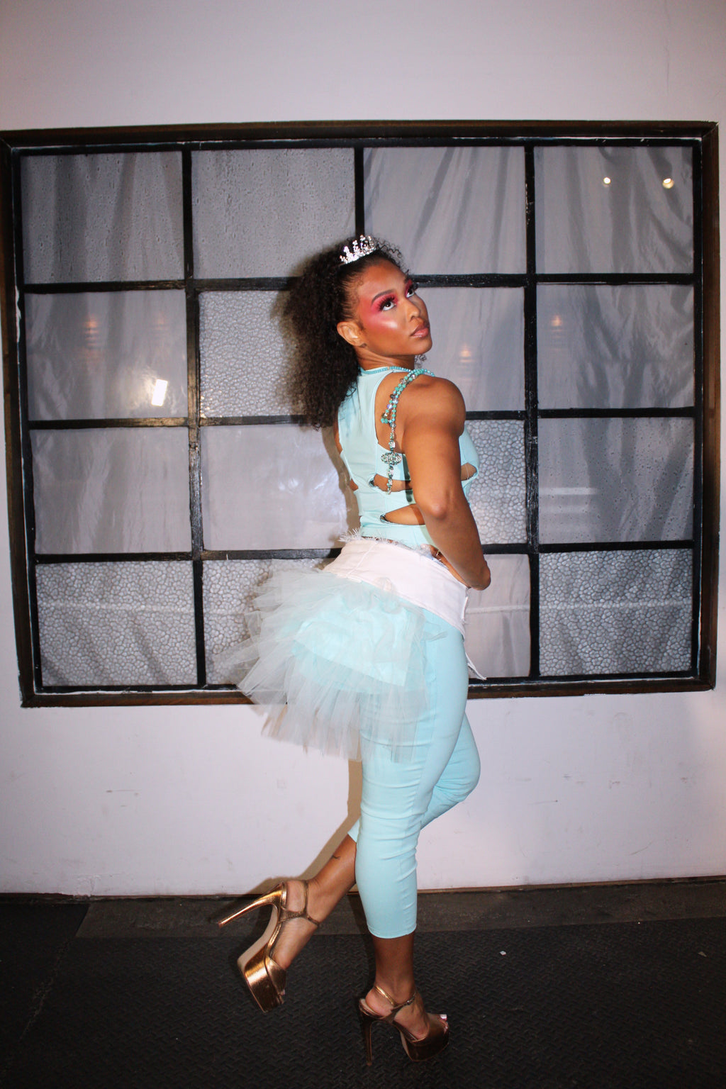 Baby blue bustle belt