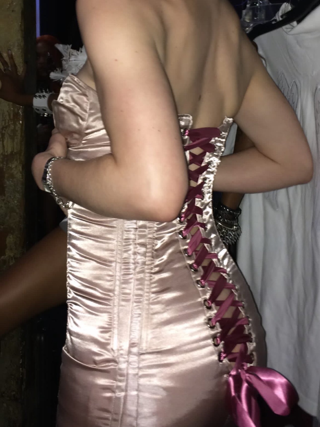 Soft Pink Lace-up Corset Dress